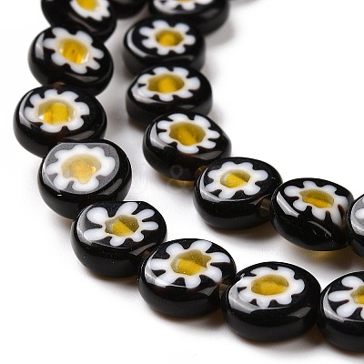 Handmade Millefiori Glass Flat Round Bead Strands X-LK-P011-20-1