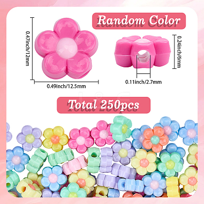 250Pcs Opaque Acrylic Beads OACR-SC0002-55-1