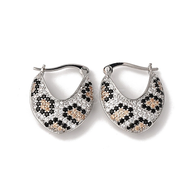 Brass Micro Pave Cubic Zirconia V-Shaped Hoop Earrings EJEW-H165-06P-1