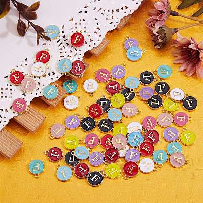 120Pcs 12 Colors Golden Plated Alloy Charms ENAM-SZ0001-64F-1