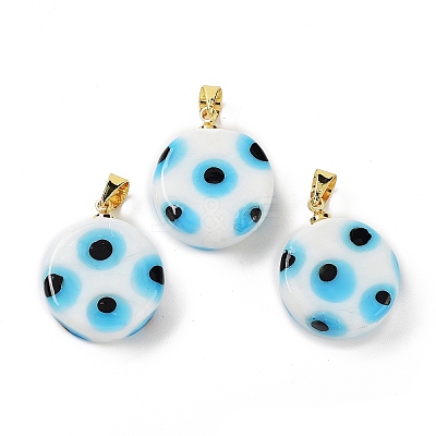 Handmade Evil Eye Lampwork Pendants LAMP-F030-01G-07-1