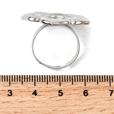Adjustable 304 Stainless Steel Open Cuff Ring Components STAS-P403-01D-P-1