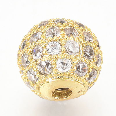 Brass Micro Pave Cubic Zirconia Beads ZIRC-Q013-8mm-142G-1