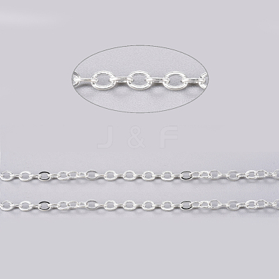 Brass Flat Oval Cable Chains X-CHC025Y-01-S-1