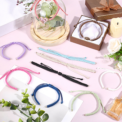 10Pcs 10 Colors Korean Waxed Polyester Cord Braided Bracelet Making AJEW-SC0031-87-1