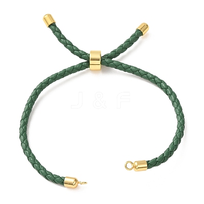 Adjustable Round Braided Microfiber Leather Cord Bracelet Making KK-CBAC260-01G-25-1
