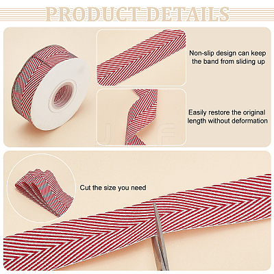 9M Polycotton(Polyester Cotton) Herringbone Ribbon OCOR-WH0093-08A-1