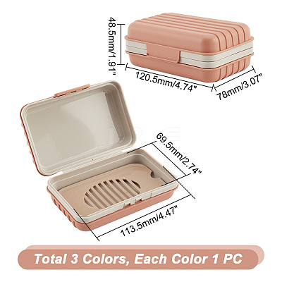 3Pcs 3 Colors Portable Travel Plastic Soap Boxes AJEW-GA0005-73-1