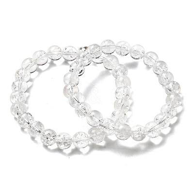 Natural Quartz Crystal Round Beads Stretch Bracelets for Women BJEW-L712-B03-8mm-1