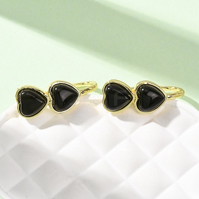 Valentine's Day Heart Natural Obsidian Stud Earrings EJEW-T053-01G-10-1