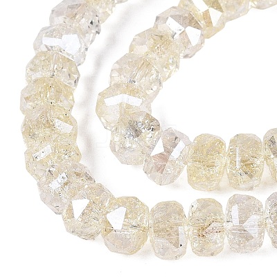 Electroplate Transparent Crackle Glass Beads Strands EGLA-Q135-01A-B02-1