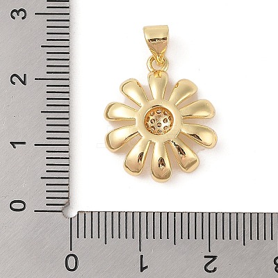 Brass Micro Pave Clear Cubic Zirconia Pendants ZIRC-P121-05A-G-1