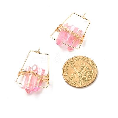 Electroplated Natural Quartz Wire Wrapped Earrings for Girl Women EJEW-JE04645-01-1
