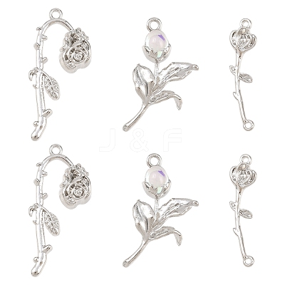 6Pcs 3 Styles Rack Plating Alloy Pendants FIND-YW0010-82-1