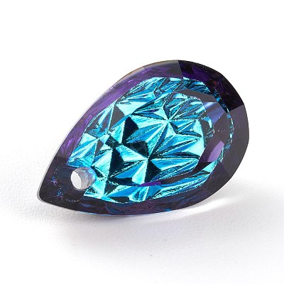 Embossed Glass Rhinestone Pendants GLAA-J101-05B-001BB-1