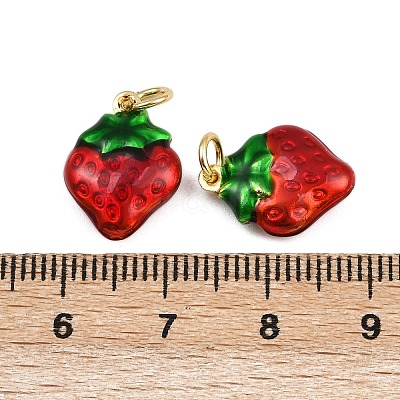 Brass Enamel Fruit Pendants KK-I377-04G-A03-1
