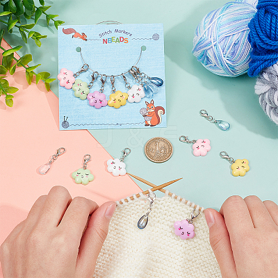 Teardrop & Cloud Locking Stitch Markers HJEW-AB00545-1