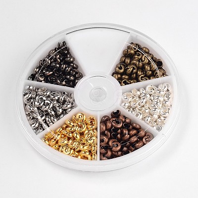 6 Color Brass Crimp Beads Covers KK-X0087-4mm-NF-B-1