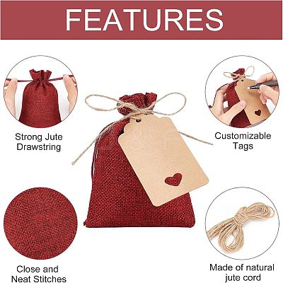 10Pcs Burlap Packing Pouches Drawstring Bags ABAG-NB0001-40A-1