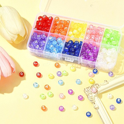 500Pcs 10 Colors Transparent Acrylic Beads TACR-FS0001-57-1