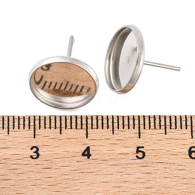 Tarnish Resistant 304 Stainless Steel Flat Round Stud Earring Settings STAS-I017-01-1
