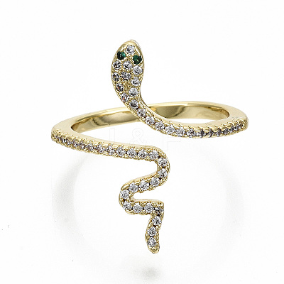 Brass Micro Pave Clear Cubic Zirconia Cuff Rings LS-RJEW-S045-046G-NR-1