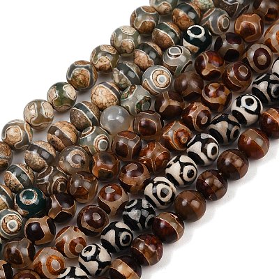 Tibetan Style dZi Beads G-G039-10mm-M-1