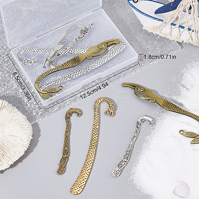 12Pcs 6 Style Alloy Bookmark Findings FIND-SC0003-51-1