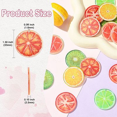 18Pcs 6 Colors Printed Acrylic Pendants MACR-CJ0002-40-1