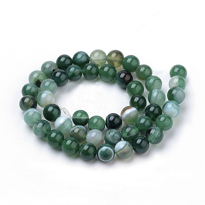 Natural Striped Agate/Banded Agate Beads Strands X-G-S259-04E-6mm-1