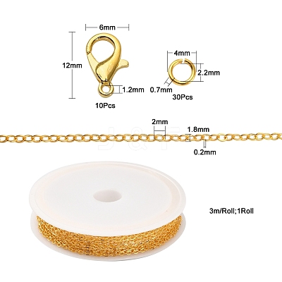 DIY 3m Brass Cable Chain Jewelry Making Kit DIY-YW0005-74G-1
