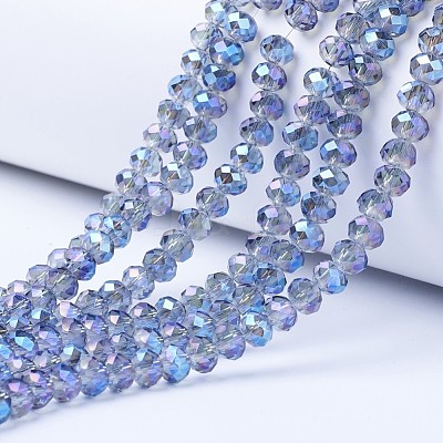 Electroplate Transparent Glass Beads Strands X-EGLA-A034-T6mm-Y02-1