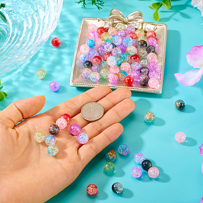 200Pcs 8 Colors Transparent Crackle Acrylic Beads DACR-TA0001-01-1