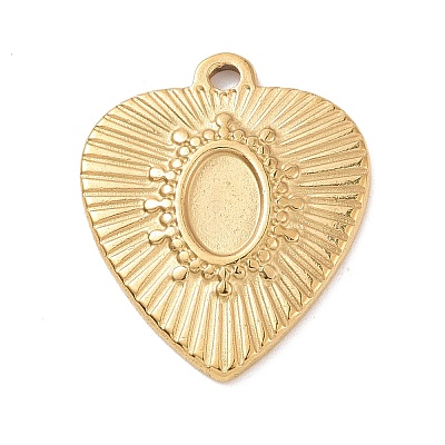 304 Stainless Steel Pendant Cabochon Settings STAS-G287-11G-1