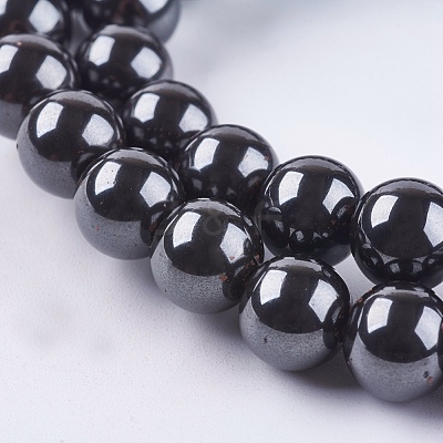 Magnetic Synthetic Hematite Beads Strands G-Q893-8mm-1