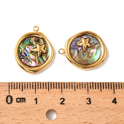 304 Stainless Steel Pave Natural Paua Shell Pendants STAS-Z145-07G-03B-1