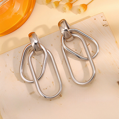 304 Stainless Steel Stud Dangle Earrings FS-WG489C3-03-1