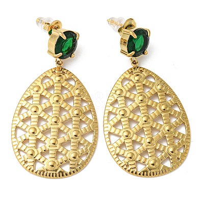 Ion Plating(IP) 304 Stainless Steel Teardrop Dangle Stud Earrings EJEW-K269-09G-1