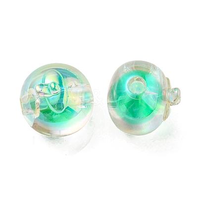 UV Plating Rainbow Iridescent Acrylic Beads OACR-A014-02G-1