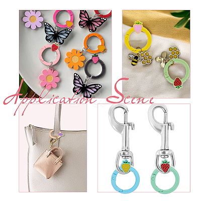 12Pcs 12 Colors Spray Painted Alloy Spring Gate Rings FIND-WR0010-44-1