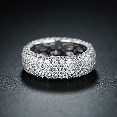 Brass Micro Pave Clear Cubic Zirconia Finger Rings for Women FS-WG796B2-03-1