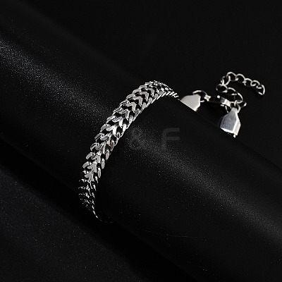 304 Stainless Steel Chains Bracelets High Polished BJEW-U017-02P-1