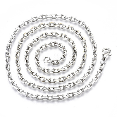 Brass Cable Chains Necklace Making MAK-N034-004A-P-1