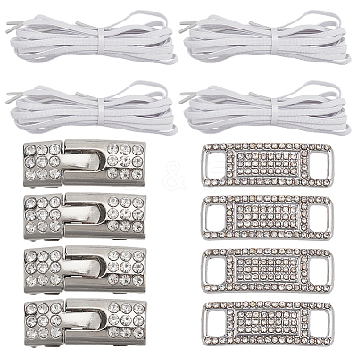 Rectangle Brass & Zinc Alloy Rhinestone Shoe Buckle Clips FIND-HY0003-93P-1