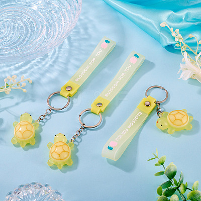 3Pcs PVC Tortoise Pendant Keychains KEYC-TADJ0001-02A-1