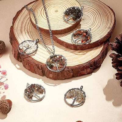 12Pcs 12 Colors Gemstone Pendants G-PH0001-33-WH-1