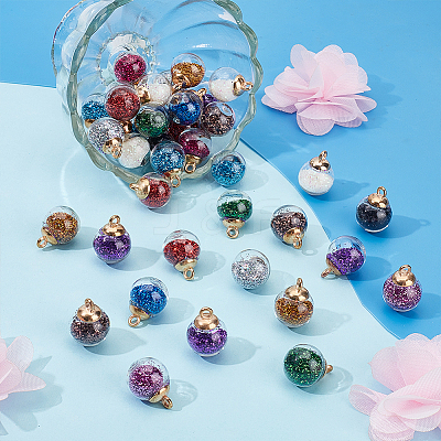 96Pcs 12 Colors Glass Globle Pendants GLAA-ME0001-28-1