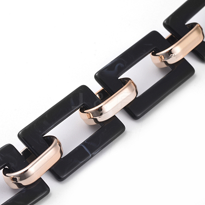 Imitation Gemstone Style Acrylic Handmade Rectangle Link Chains X-AJEW-JB00518-02-1
