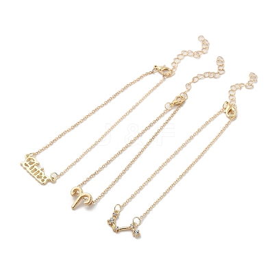 3Pcs Alloy Rhinestones Anklets AJEW-S083-01G-10-1