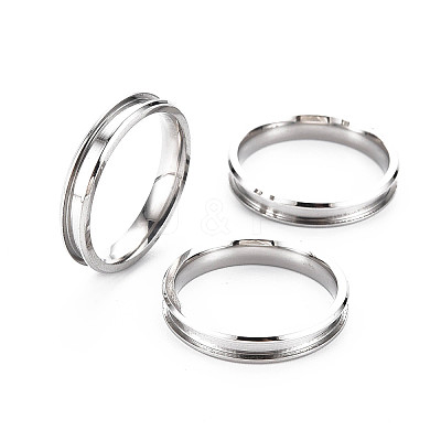 304 Stainless Steel Grooved Finger Ring Settings STAS-WH0039-01C-P-1
